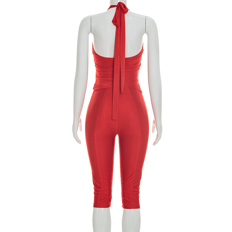 Slim 2 Piece Set Women Solid W - Suspender Tank Top ulasan dan harga