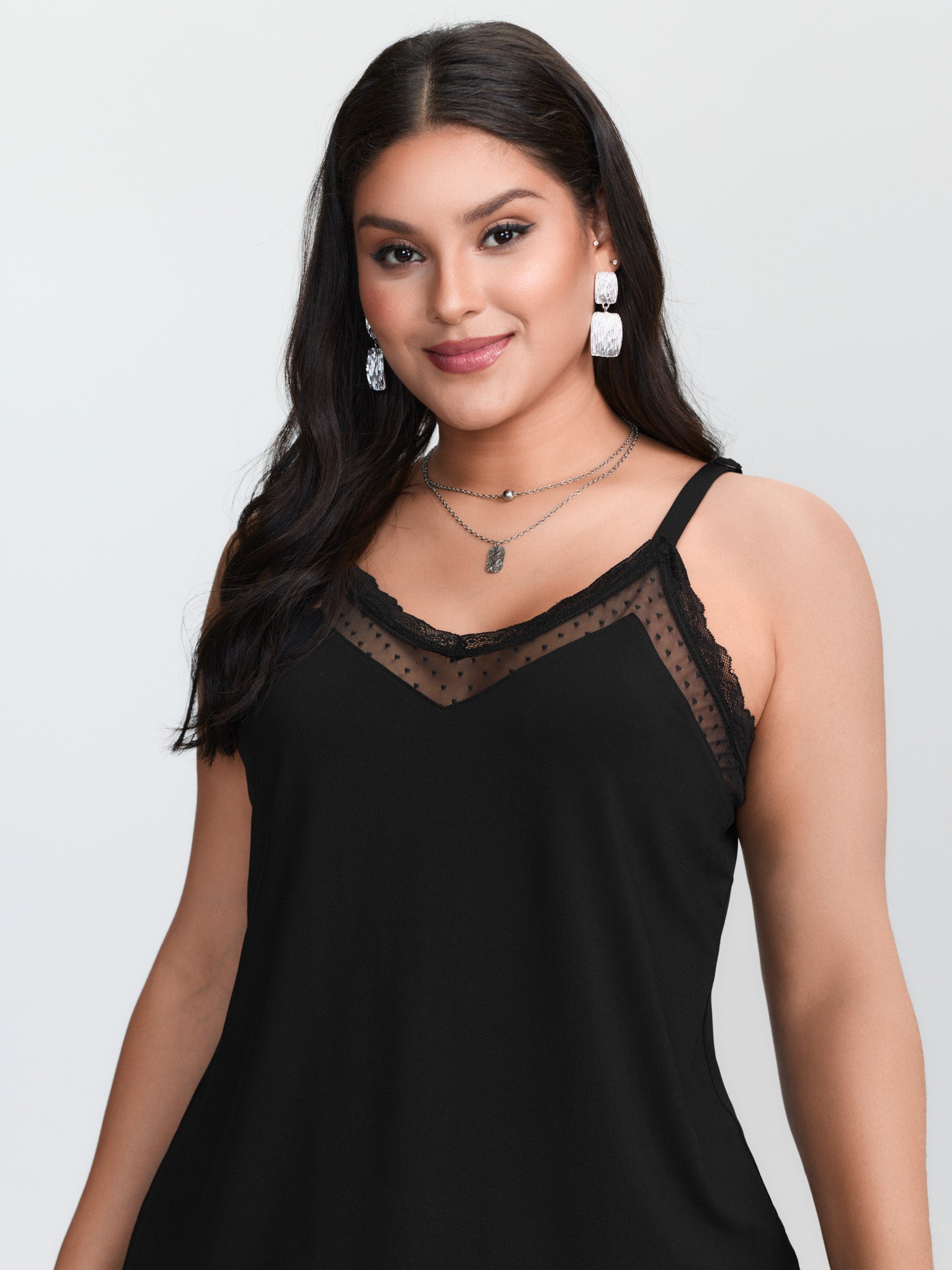 Plus‑size Black Knitted Camiso - Suspender Tank Top ulasan dan harga