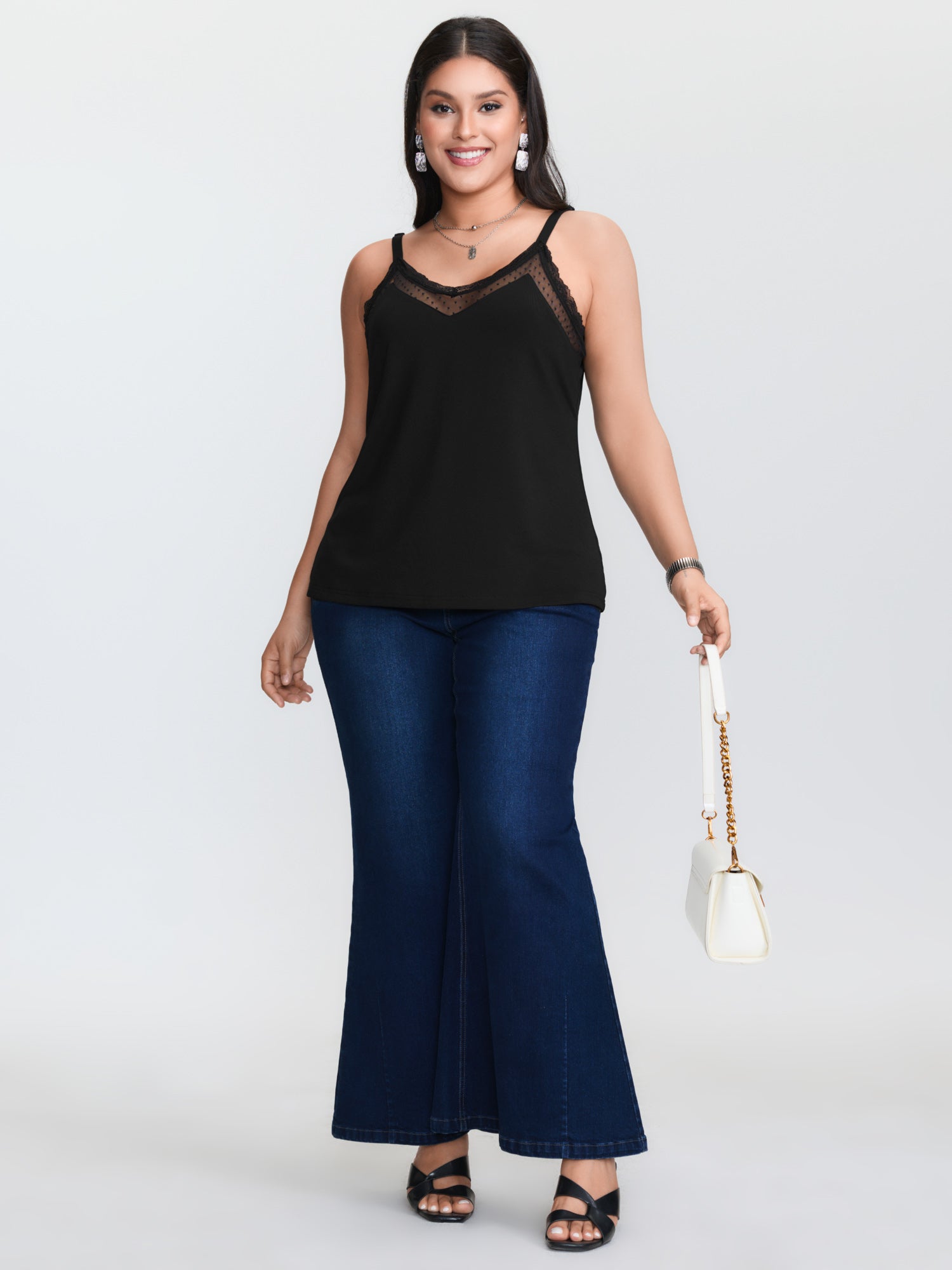 Plus‑size Black Knitted Camiso - Suspender Tank Top ulasan dan harga